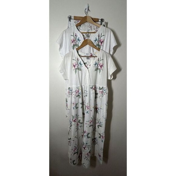 Earth Angels 3 Piece Set Floral Nightgown, Top, Pants Vintage Size Medium 12/14 - Picture 1 of 13